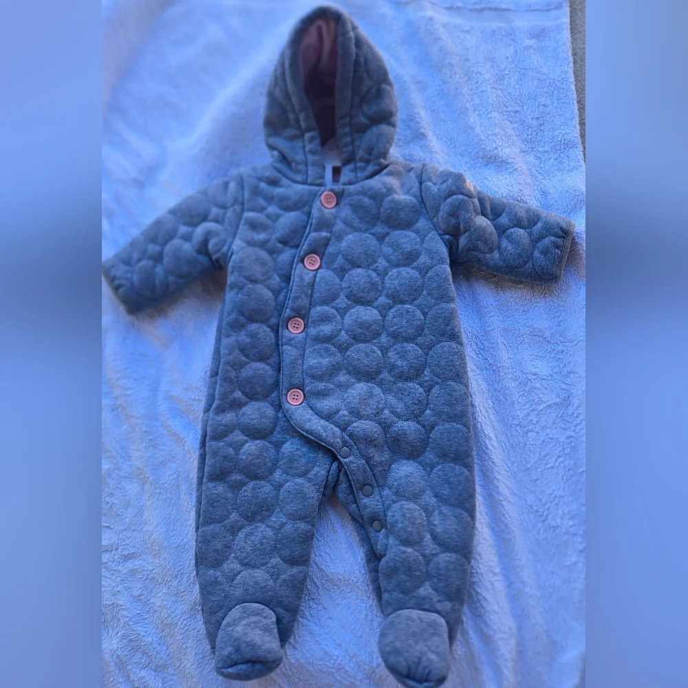 Weatherproof Gray and Pink Kids‎ Hooded Footie Snowsuit Excellente Conditions